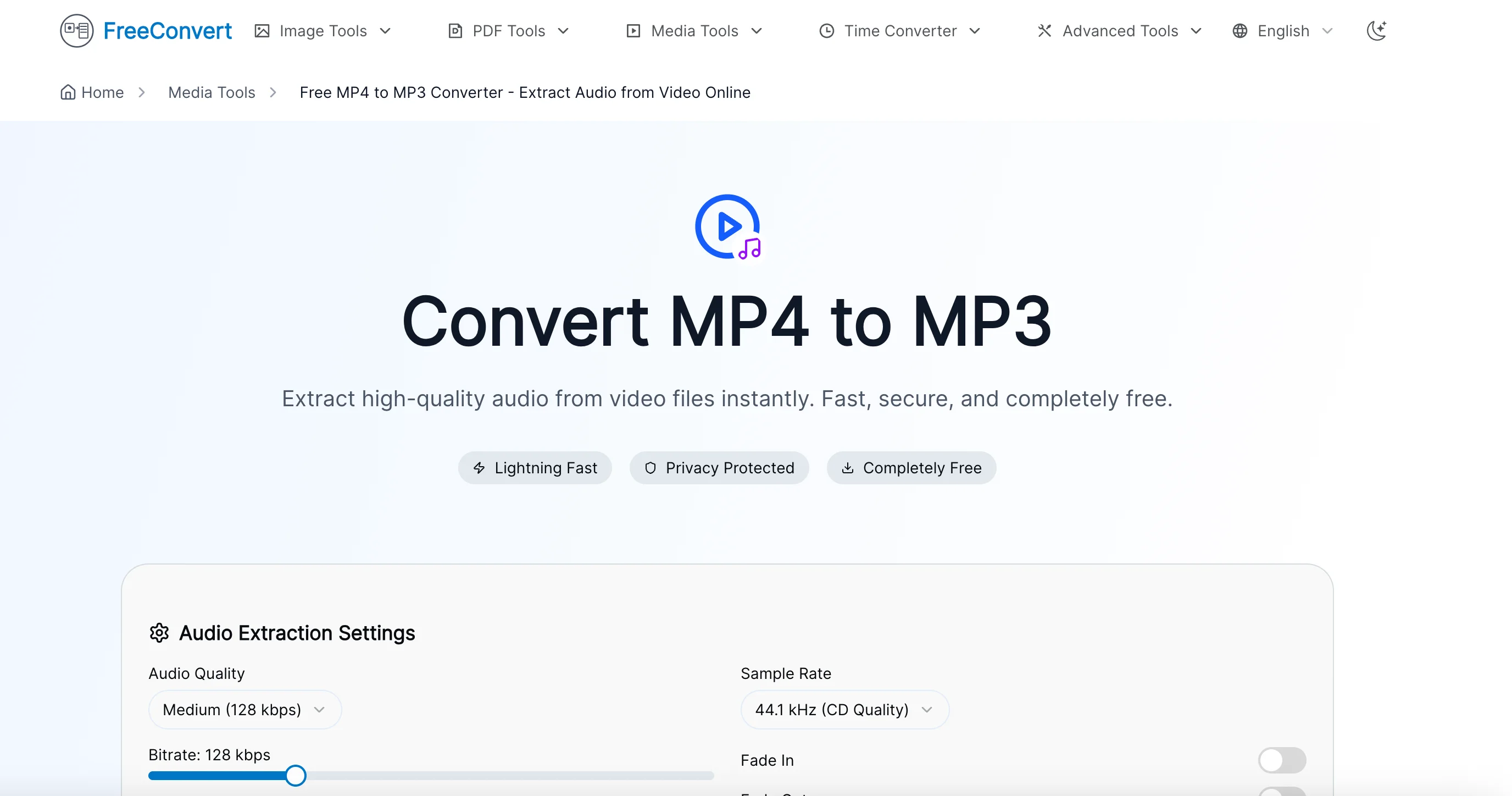MP4 to MP3 Converter Interface - Extract audio from videos